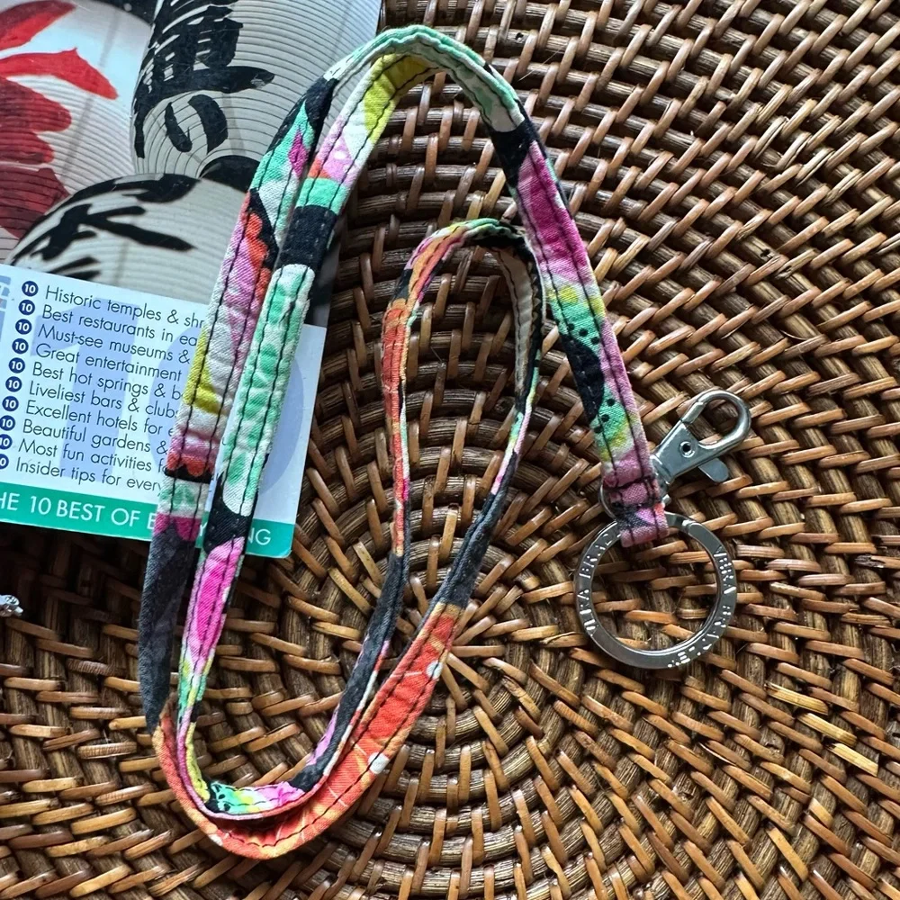 Vera Bradley Multicolor Tangerine Twist Lanyard Clip and Keyring